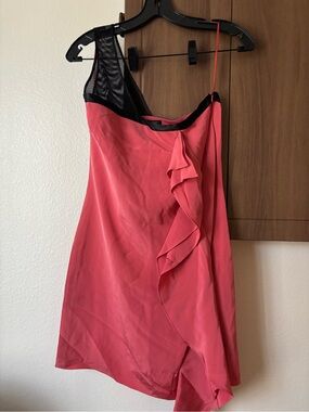 Silk! - jay godfrey Coral Pink One-Shoulder Ruffle Dress